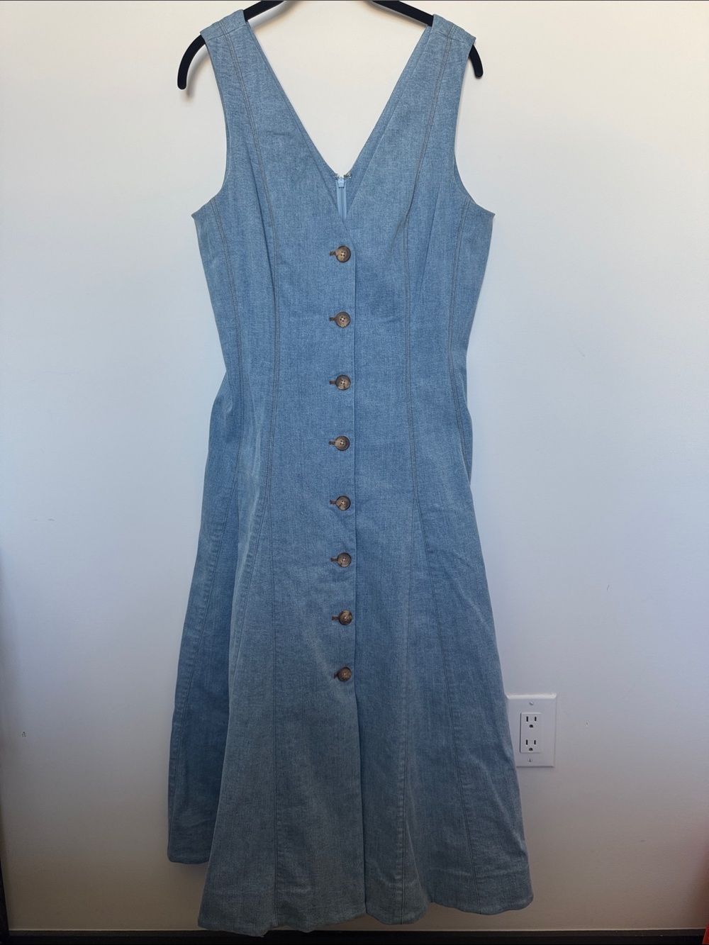 Veronica Beard Light Blue Denim Maxi Dress with Front Buttons